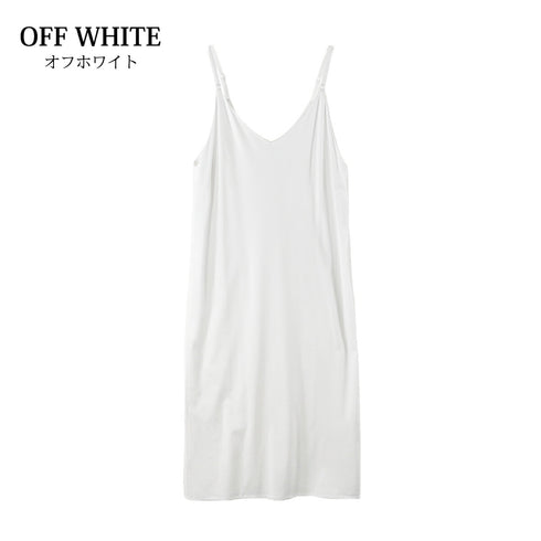 【日本製】 キャミワンピース レディース ロング丈 薄手 柔らかい 肩紐調整 無地 グレー(FL23SS-23W-gr)