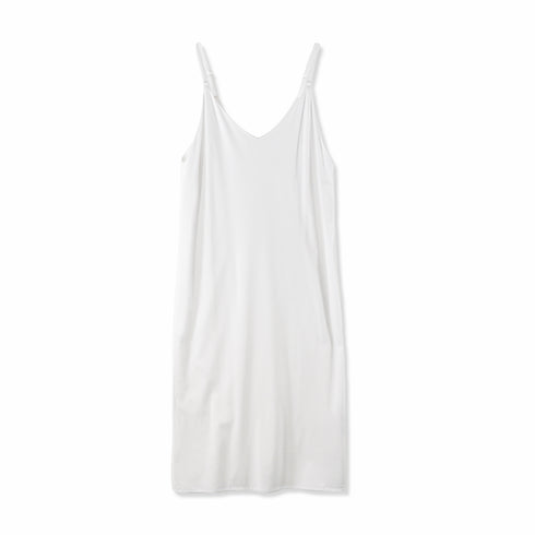 【日本製】 キャミワンピース レディース ロング丈 薄手 柔らかい 肩紐調整 無地 オフホワイト(FL23SS-23W-owh)