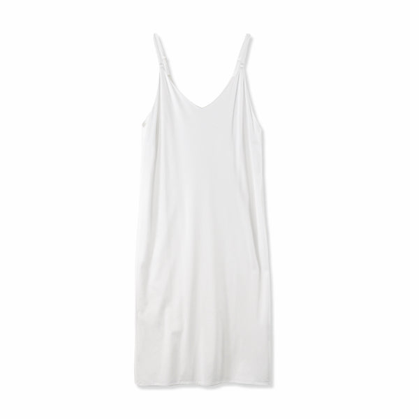 【日本製】 キャミワンピース レディース ロング丈 薄手 柔らかい 肩紐調整 無地 オフホワイト(FL23SS-23W-owh)