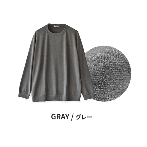 【日本製】 セーター メンズ 軽い 重ね着 クルーネック すごラク 無地 ネイビー(FL24FW-001-na)