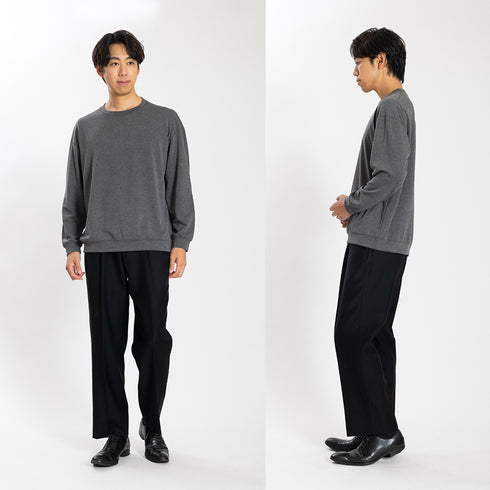 【日本製】 セーター メンズ 軽い 重ね着 クルーネック すごラク 無地 ネイビー(FL24FW-001-na)