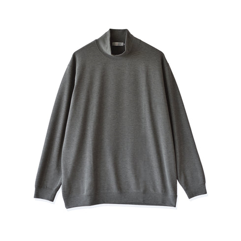 【日本製】 セーター メンズ 軽い 重ね着 モックネック ハイネック すごラク 無地 グレー(FL24FW-002-gr)