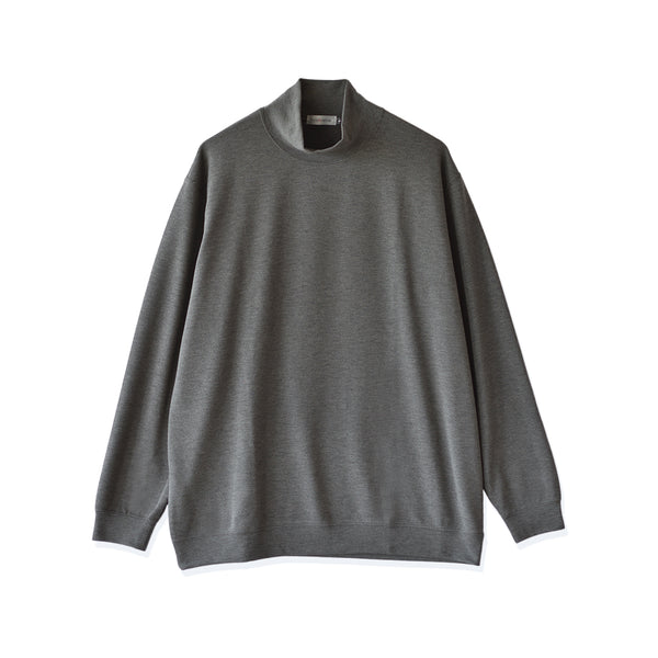 【日本製】 セーター メンズ 軽い 重ね着 モックネック ハイネック すごラク 無地 グレー(FL24FW-002-gr)