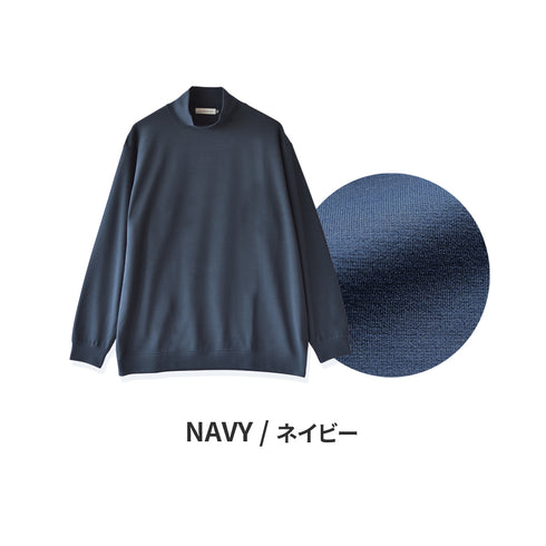 【日本製】 セーター メンズ 軽い 重ね着 モックネック ハイネック すごラク 無地 グレー(FL24FW-002-gr)