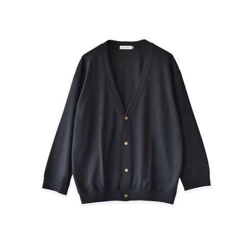 【日本製】カーディガン メンズ ビジネス 薄手 軽い なめらか 無地 すごラク ブラック(FL24FW-003-bk)