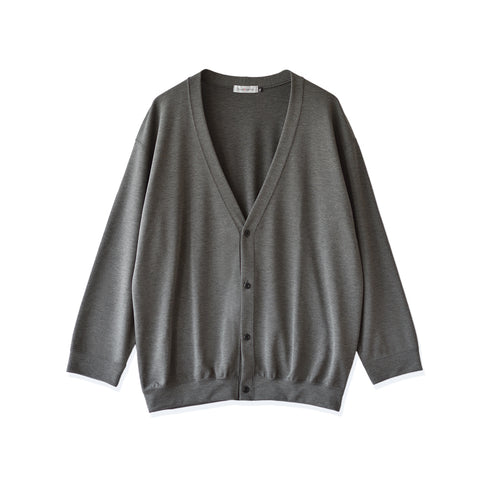 【日本製】カーディガン メンズ ビジネス 薄手 軽い なめらか 無地 すごラク グレー(FL24FW-003-gr)