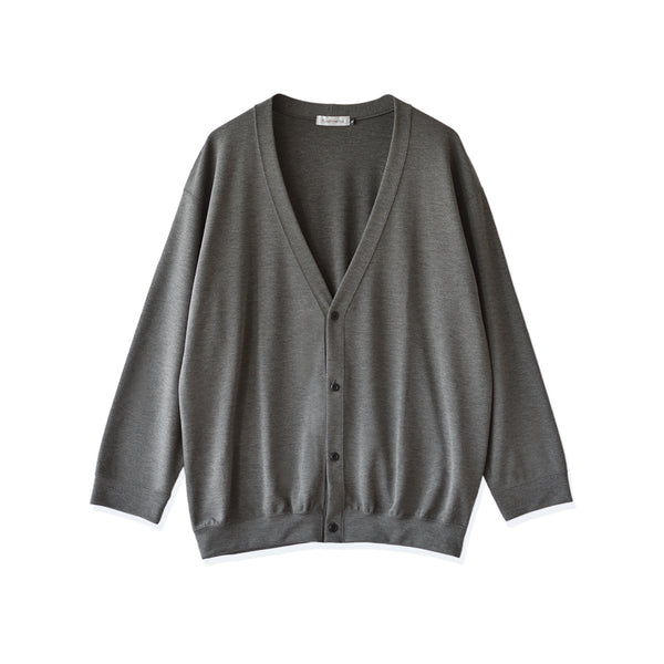 【日本製】カーディガン メンズ ビジネス 薄手 軽い なめらか 無地 すごラク グレー(FL24FW-003-gr)