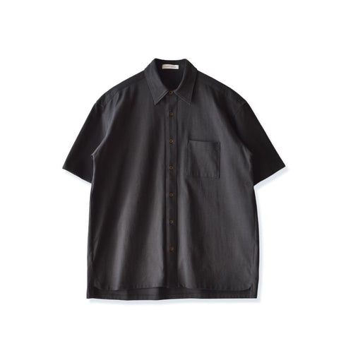 【日本製】 シャツ メンズ 半袖 大きいサイズ ワンポケット 無地 オーガニックコットン 綿100% ボックスシルエット ブラック(FL24SS-002-bk)