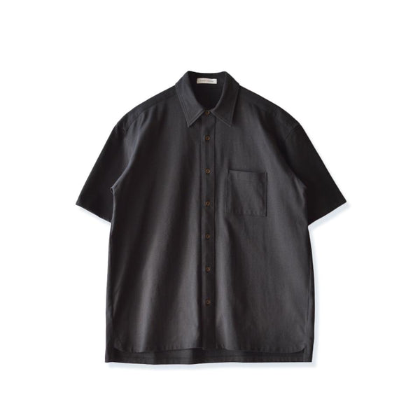 【日本製】 シャツ メンズ 半袖 大きいサイズ ワンポケット 無地 オーガニックコットン 綿100% ボックスシルエット ブラック(FL24SS-002-bk)