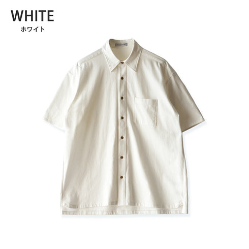 【日本製】 シャツ メンズ 半袖 大きいサイズ ワンポケット 無地 オーガニックコットン 綿100% ボックスシルエット ホワイト(FL24SS-002-wh)