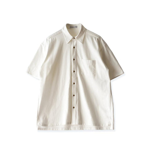 【日本製】 シャツ メンズ 半袖 大きいサイズ ワンポケット 無地 オーガニックコットン 綿100% ボックスシルエット ホワイト(FL24SS-002-wh)