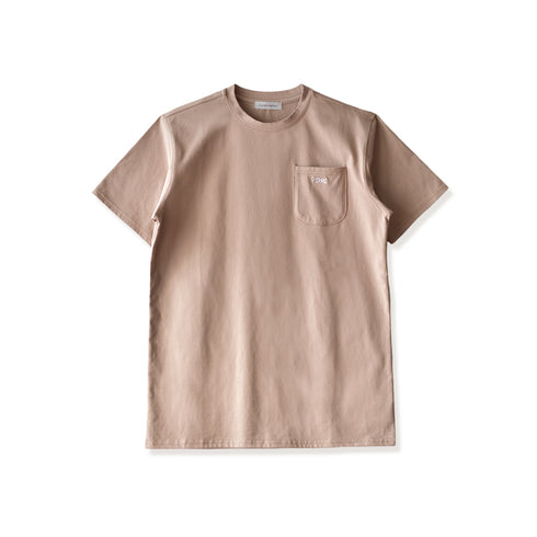 【日本製】 tシャツ メンズ 半袖 オーガニックコットン 綿100% クルーネック ワンポケット 刺繍 無地 モカブラウン(FL24SS-004-mbr)