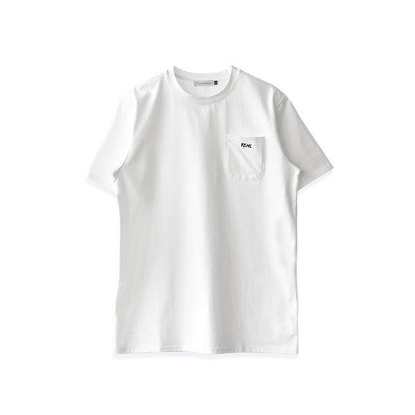 【日本製】 tシャツ メンズ 半袖 オーガニックコットン 綿100% クルーネック ワンポケット 刺繍 無地 ホワイト(FL24SS-004-wh)