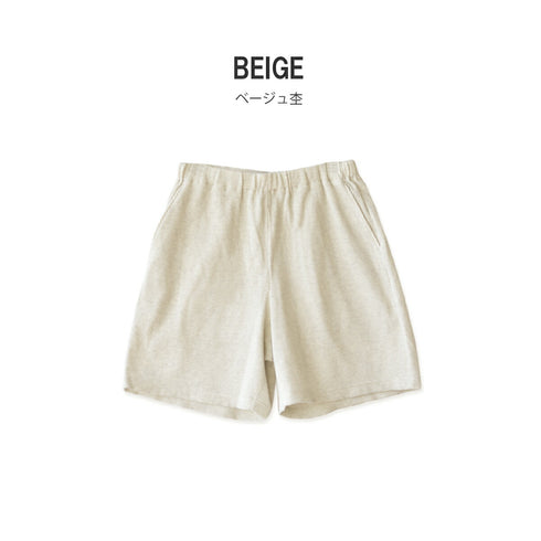 【日本製】 ハーフパンツ メンズ ひざ上 ショート ワッフル生地 綿100% 柔らかい 涼しい 無地 ブラック(FL24SS-005-bk)