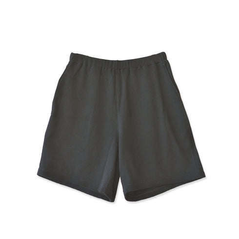 【日本製】 ハーフパンツ メンズ ひざ上 ショート ワッフル生地 綿100% 柔らかい 涼しい 無地 ブラック(FL24SS-005-bk)