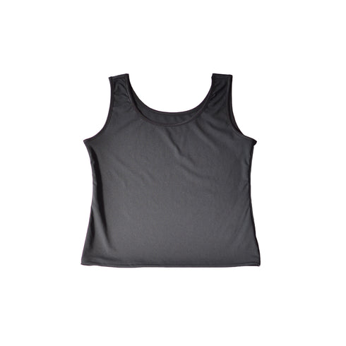 【日本製】 タンクトップ レディース インナー 吸水速乾 UVカット 無地 クルーネック エコ素材 ベアスムース ブラック(FL24SS-007-bk)
