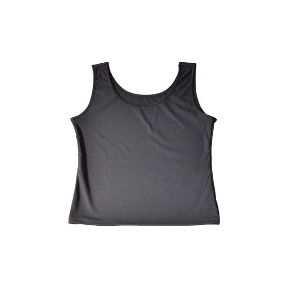 【日本製】 タンクトップ レディース インナー 吸水速乾 UVカット 無地 クルーネック エコ素材 ベアスムース ブラック(FL24SS-007-bk)