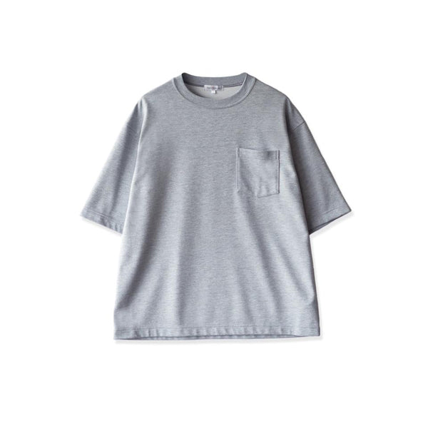 【日本製】 tシャツ メンズ 半袖 ビッグシルエット 吸水速乾 クルーネック ワンポケット 無地 グレー(FL24SS-009-gr)
