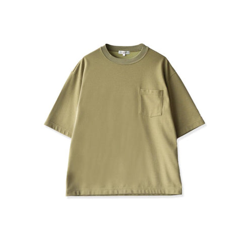 【日本製】 tシャツ メンズ 半袖 ビッグシルエット 吸水速乾 クルーネック ワンポケット 無地 カーキ(FL24SS-009-kh)