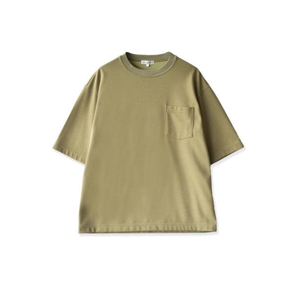 【日本製】 tシャツ メンズ 半袖 ビッグシルエット 吸水速乾 クルーネック ワンポケット 無地 カーキ(FL24SS-009-kh)