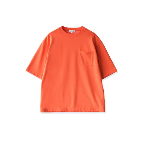 【日本製】 tシャツ メンズ 半袖 ビッグシルエット 吸水速乾 クルーネック ワンポケット 無地 オレンジ(FL24SS-009-or)
