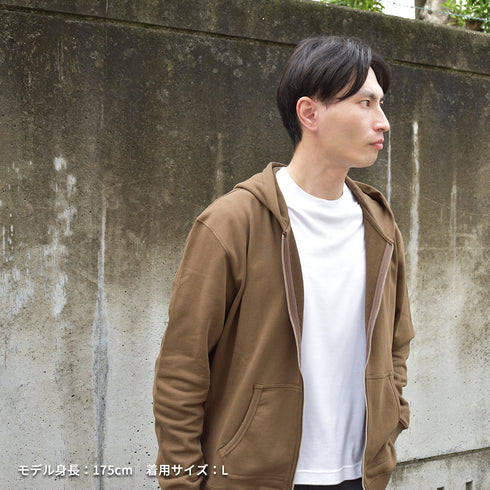 【日本製】パーカー メンズ スウェット フルジップ 裏毛素材 オフホワイト(FL25FW-001-owh)