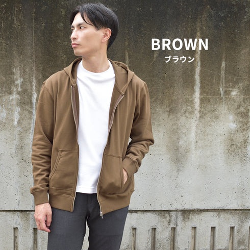 【日本製】パーカー メンズ スウェット フルジップ 裏毛素材 オフホワイト(FL25FW-001-owh)