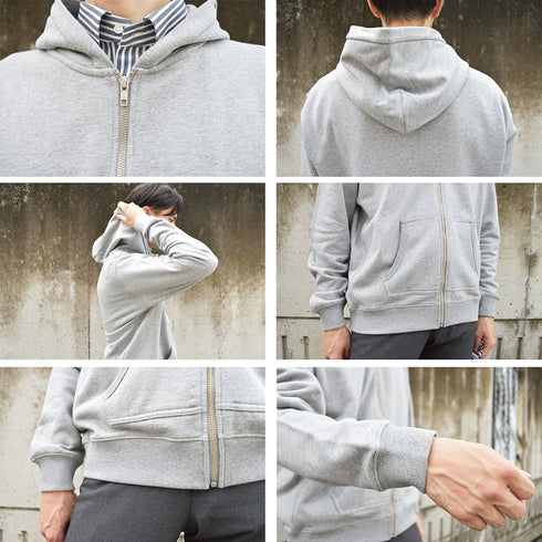 【日本製】パーカー メンズ スウェット フルジップ 裏毛素材 オフホワイト(FL25FW-001-owh)