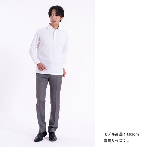 ポロシャツ メンズ 長袖 カノコ 速乾 無地 ワイドカラー ネイビー(FL25FW-005-na)