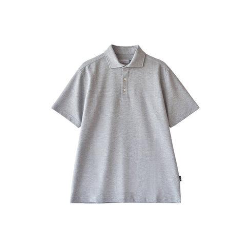 ポロシャツ メンズ 半袖 カノコ 速乾 無地 ワイドカラー グレー杢(FL25FW-006-gr)