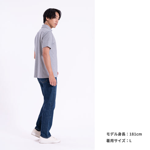 ポロシャツ メンズ 半袖 カノコ 速乾 無地 ワイドカラー ホワイト(FL25FW-006-wh)