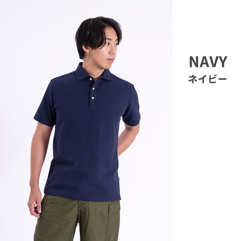 ポロシャツ メンズ 半袖 カノコ 速乾 無地 ワイドカラー ホワイト(FL25FW-006-wh)