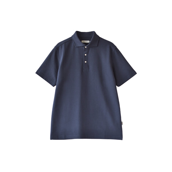 ポロシャツ メンズ 半袖 カノコ 速乾 無地 ワイドカラー ネイビー(FL25FW-006-na)