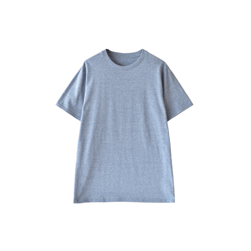 【日本製】 メンズ tシャツ 半袖 ゆったりサイズ クルーネック カジュアル 無地 メランジ ブルー(FL25SS-002-bl)
