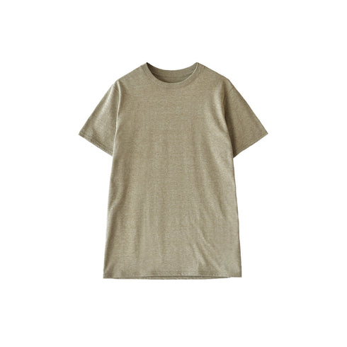 【日本製】 メンズ tシャツ 半袖 ゆったりサイズ クルーネック カジュアル 無地 メランジ カーキ(FL25SS-002-kh)