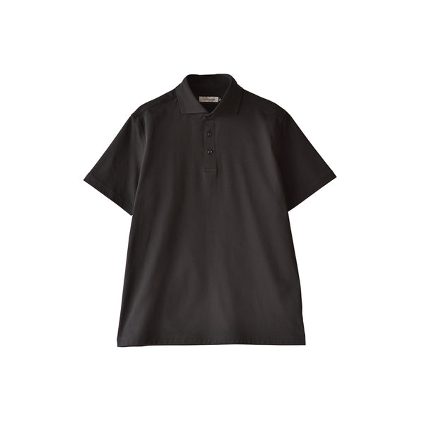 ポロシャツ 半袖 メンズ 軽量 無地 シルキータッチ ワイドカラー ブラック(FL26SS-002-bk)