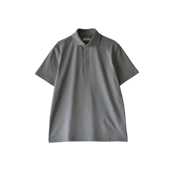 ポロシャツ 半袖 メンズ 軽量 無地 シルキータッチ ワイドカラー グレー(FL26SS-002-gr)