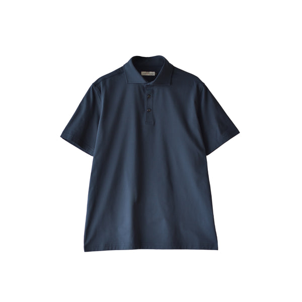 ポロシャツ 半袖 メンズ 軽量 無地 シルキータッチ ワイドカラー ネイビー(FL26SS-002-na)