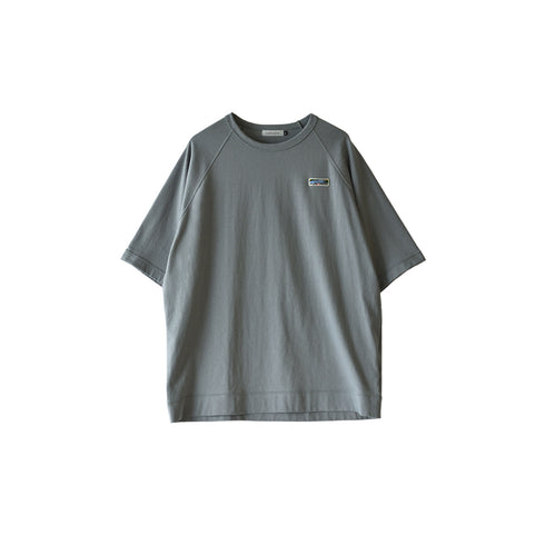 【日本製】tシャツ メンズ 半袖 ラグラン オーバーサイズ クルーネック 無地 ブルーグレー(FL26SS-003-blg)