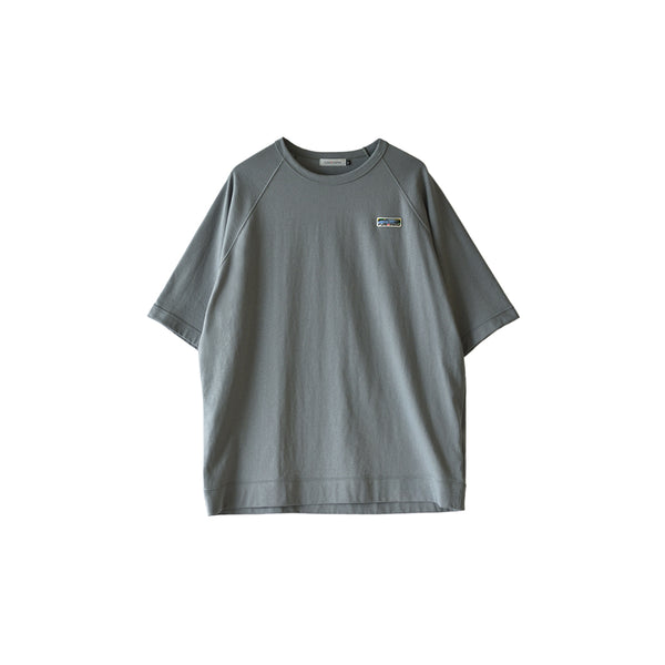 【日本製】tシャツ メンズ 半袖 ラグラン オーバーサイズ クルーネック 無地 ブルーグレー(FL26SS-003-blg)
