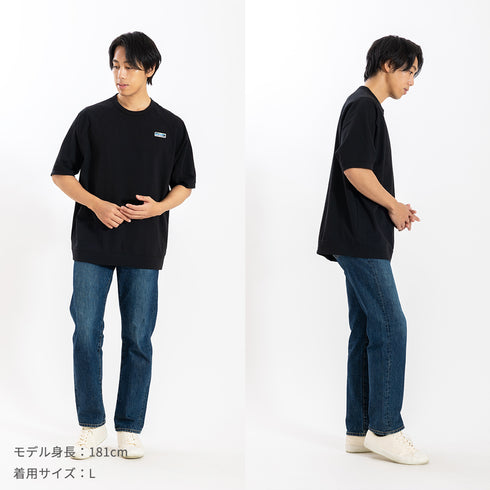 【日本製】tシャツ メンズ 半袖 ラグラン オーバーサイズ クルーネック 無地 ブラック(FL26SS-003-bk)