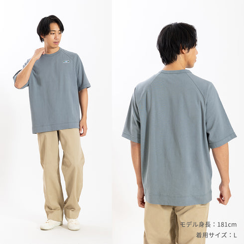 【日本製】tシャツ メンズ 半袖 ラグラン オーバーサイズ クルーネック 無地 ブラック(FL26SS-003-bk)