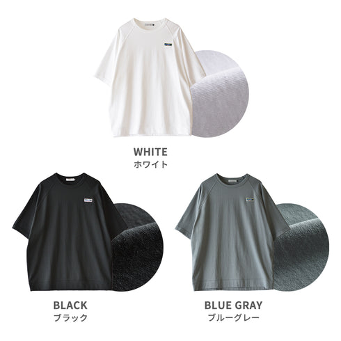 【日本製】tシャツ メンズ 半袖 ラグラン オーバーサイズ クルーネック 無地 ブラック(FL26SS-003-bk)