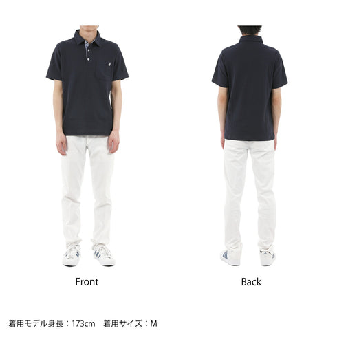 ポロシャツ メンズ 半袖 吸水速乾 ストレッチ 無地 胸ポケット バティック風プリント レギュラーカラー オフホワイト(FL22SS-010M-owh)