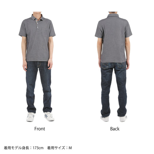 ポロシャツ メンズ 半袖 吸水速乾 ストレッチ 無地 胸ポケット フラワープリント ワイドカラー オフホワイト(FL22SS-011M-owh)