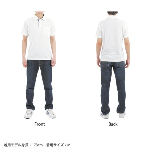 ポロシャツ メンズ 半袖 吸水速乾 ストレッチ 無地 胸ポケット ギンガムチェック レギュラーカラー オフホワイト(FL22SS-013M-owh)