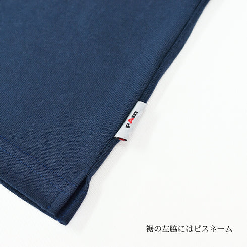 【日本製】 tシャツ レディース 長袖 ボートネック 綿100% ハードコットン 無地 ネイビー(FL22FW-005W-na)