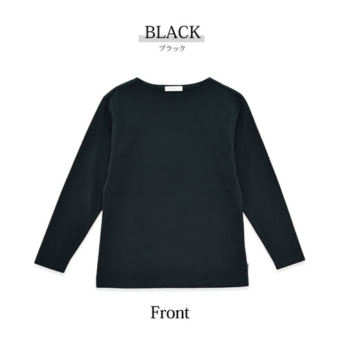 【日本製】 tシャツ レディース 長袖 ボートネック 綿100% ハードコットン 無地 ネイビー(FL22FW-005W-na)