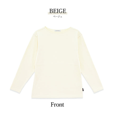 【日本製】 tシャツ レディース 長袖 ボートネック 綿100% ハードコットン 無地 ネイビー(FL22FW-005W-na)