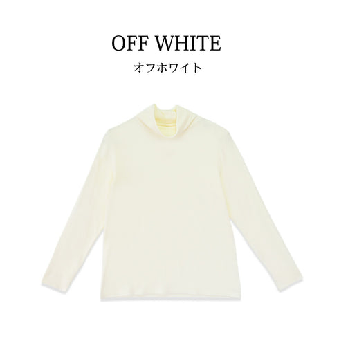 【日本製】 ハイネック インナー レディース 薄手 柔らかい ストレッチ 重ね着 無地 ブラック(FL22FW-008W-bk)